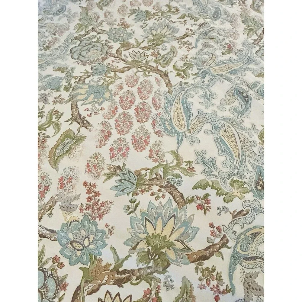 Pottery Barn Reza FULL QUEEN Duvet Cover Palampore Ivory Blues Greens Reds - Picture 3 of 7